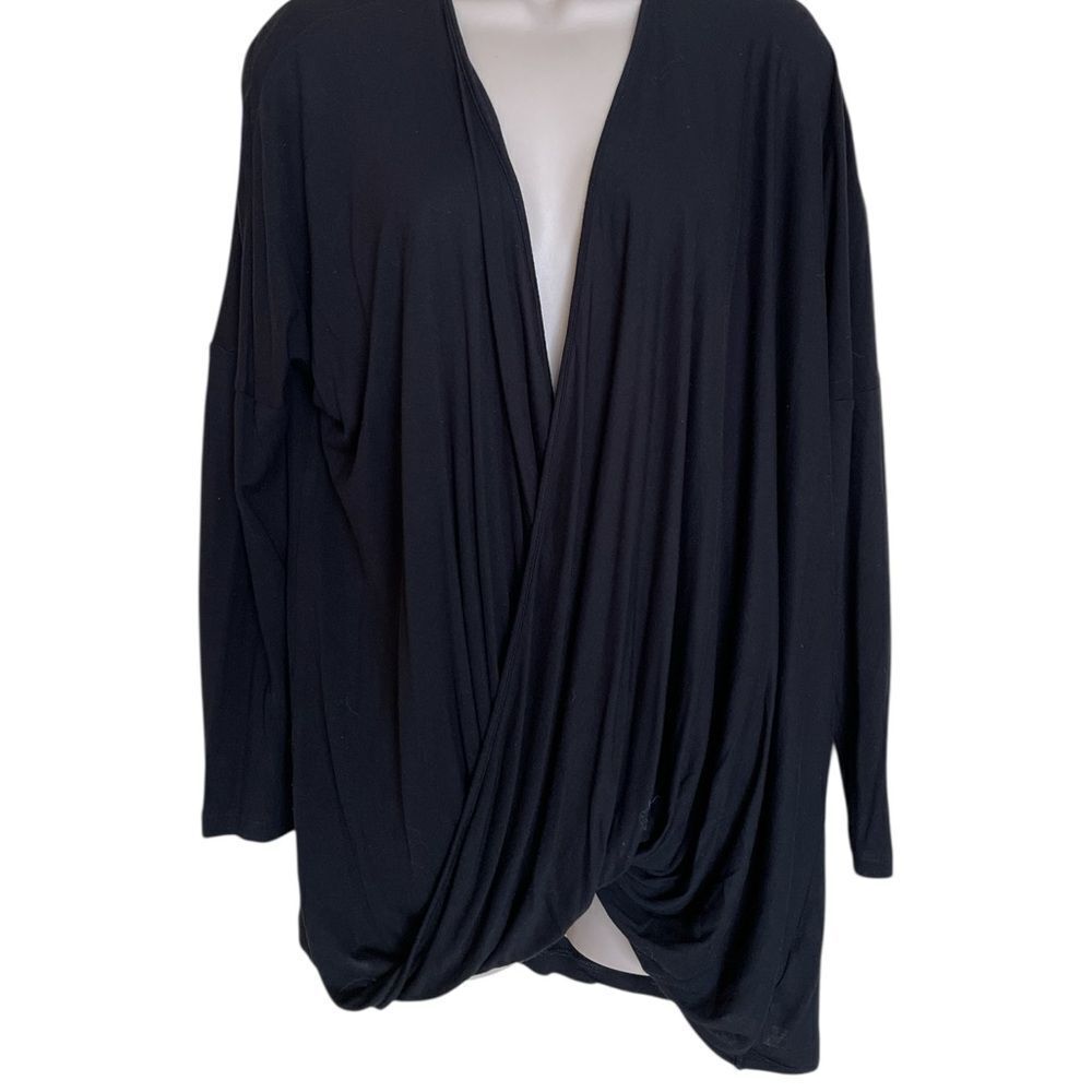 CAbi Elegant Black Blouse sheer super soft size XS oversized